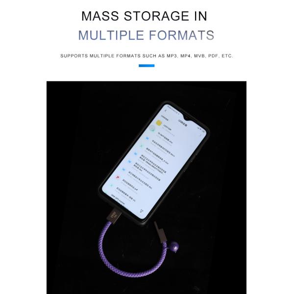 PU Leather 22.5cm Bracelet Charging Cable With 32GB 64GB U Disk USB