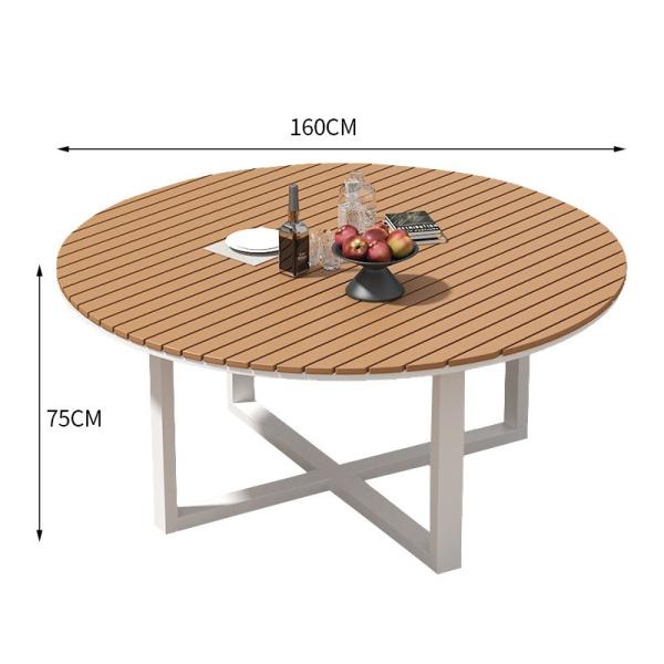 Plastic Wood Outdoor Courtyard Round Tables Leisure Cafe Garden Furniture with Mail Packing and Wood-plastic Material