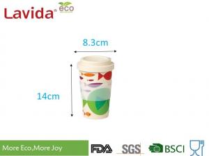 China Biodegradable Take Away Coffee Mugs BPA / Heavy Metals Free With Chic Patterns on sale