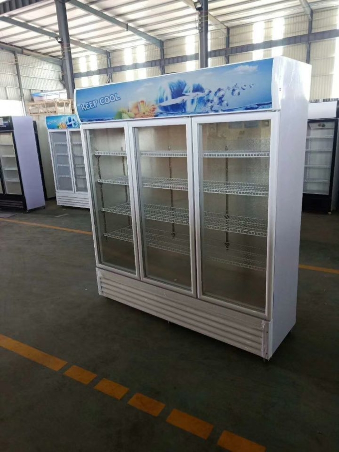 Stainless Steel Beverage Glass Door Display Freezer Refrigerated Cold Beer Drink 0