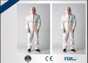 Quality Lightweight Disposable Hooded Coveralls , Fluid Resistant Disposable Protective Gowns wholesale