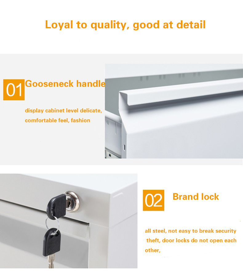 Quality Steel 3 Drawer Lateral File Cabinets Fully Opened Width 900mm