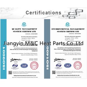 Jiangyin M&C Heat Parts Co.,Ltd Certifications