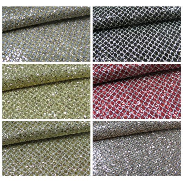 Soft Handfeeling Glitter Mesh Fabric Design Pu Synthetic Leather For Shoe