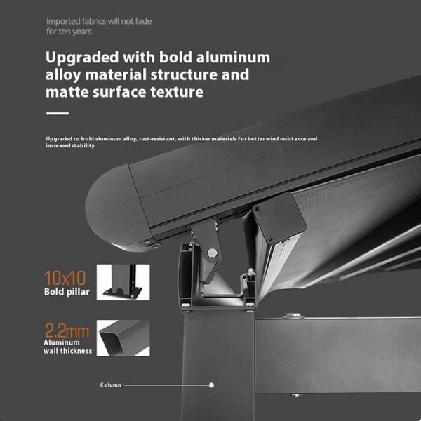 Outdoor Aluminum Motorized Automatic Retractable Awnings Extendable Patio Canopy Gear Box Coated Balcony Pergola Shade Solutions