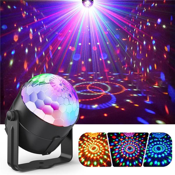 220V LED Stage Spotlights Rotating Disco Ball Light 3W Tanbaby Sound Activated