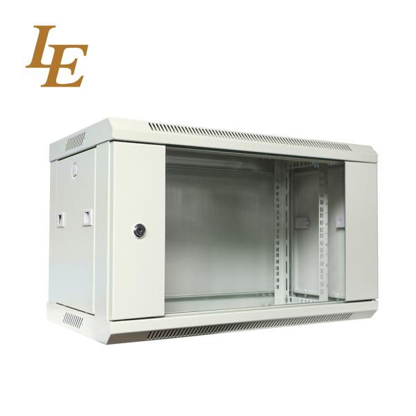 19inch 6U 600mm Width SKD Flat Packing Wall Mounted Rack SPCC Metal Small Case Cabinet Enclosure, RAL7035 Grey RAL9004 Black Optional, 1.2mm Thickness 5mm Tempered Glass Front Door with Lock