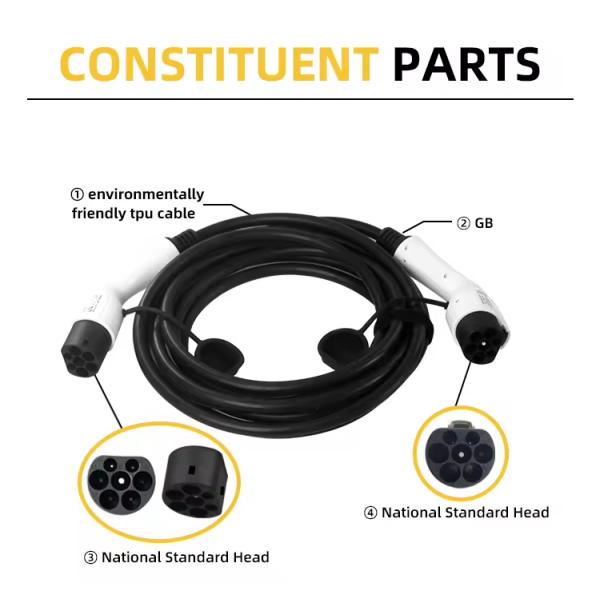 PC Copper GBT 16a EV Patch Cord for 3.5KW Electric Cars 1Meters Cable Length and Wireless Pile