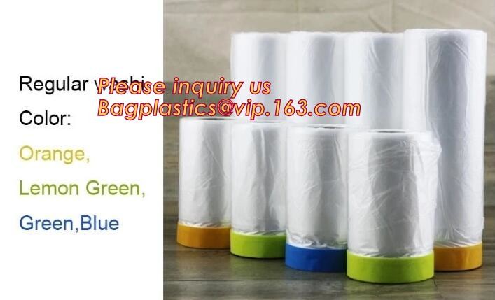 pre-taped paintable car masking film,auto paint solution HDPE masking film,1500*2300mm Masking Film Tape Roll Self Adhes