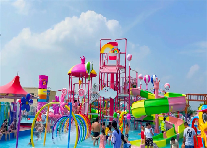 Candy Style Fiberglass Aqua Playground Park for Teenager Interactive Family
