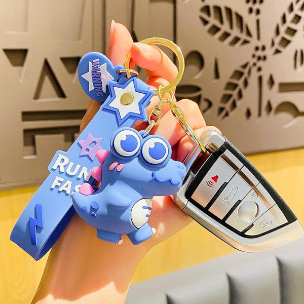 Cute Cartoon Keychain Pendant Silicone Stationery Novelty Dinosaur Charm Keyring