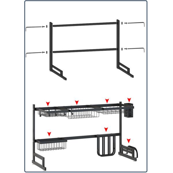 Polishing Sink Drying Rack 20 Inch Height , Rust Free Kitchen Dish Rack Over Sink