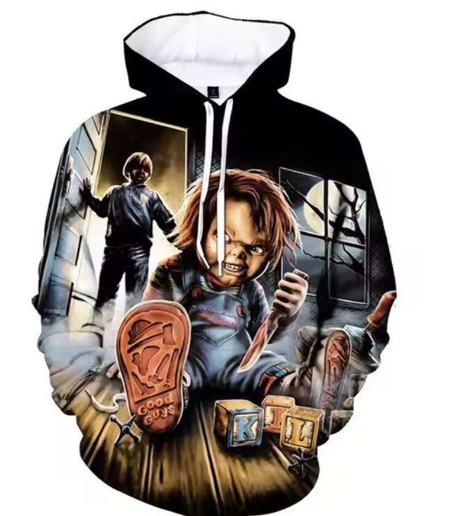 Chucky Printed Oversize Hoodie Men Horror Movie 3D Printed Hoodies