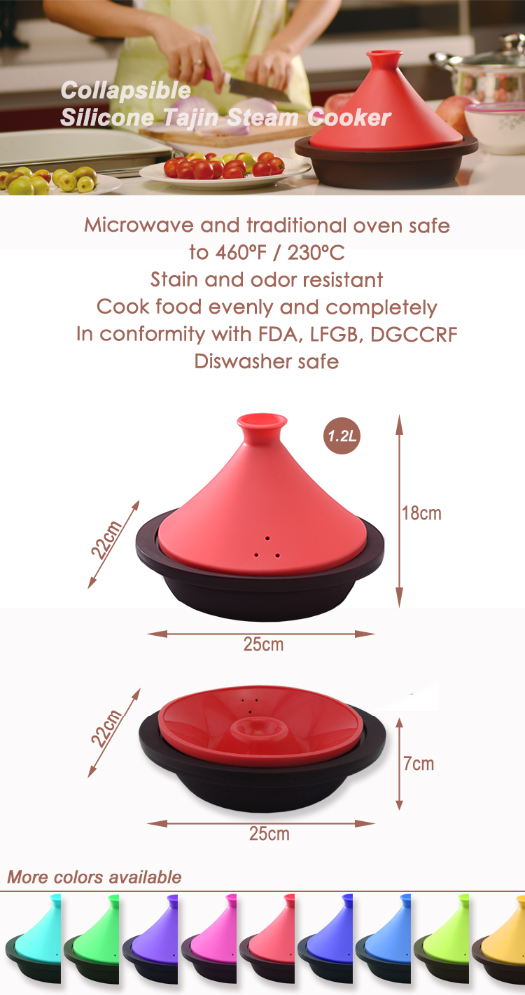 Microwave Safe Flexible Silicone Collapsible Steamer 1.2L