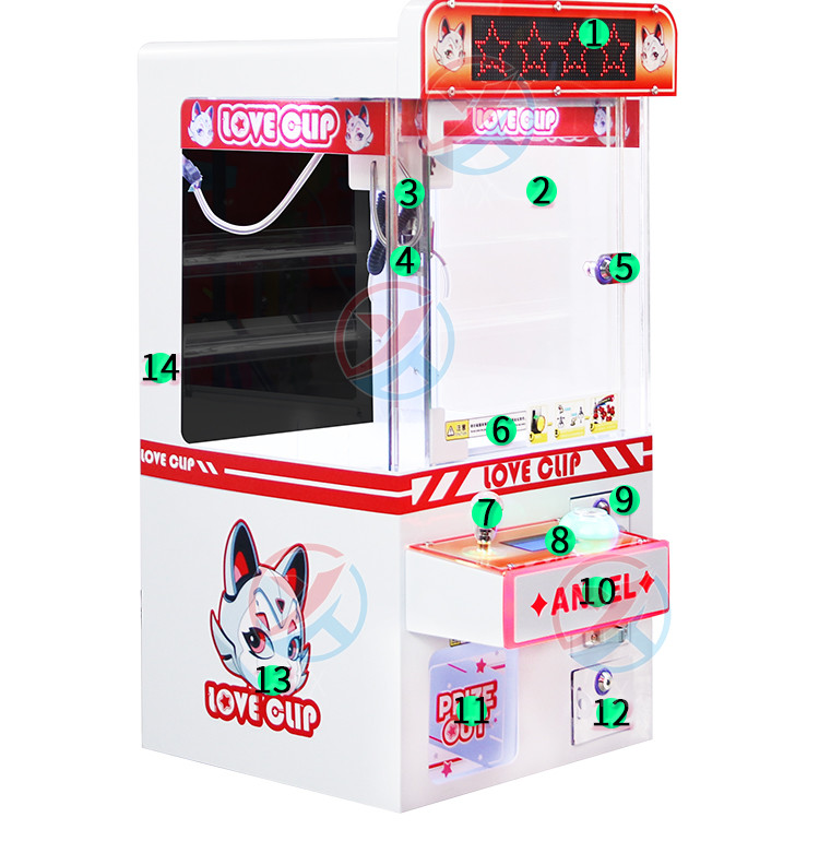 Red Coin-Operated LED Desktop Hardware Claw Arcade Machine