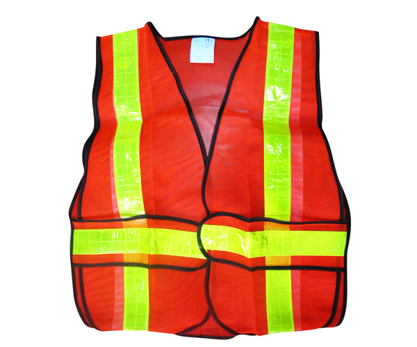 Red Hi Vis Mesh Vest With Pockets Fluorescent Hi Viz Mesh Vest