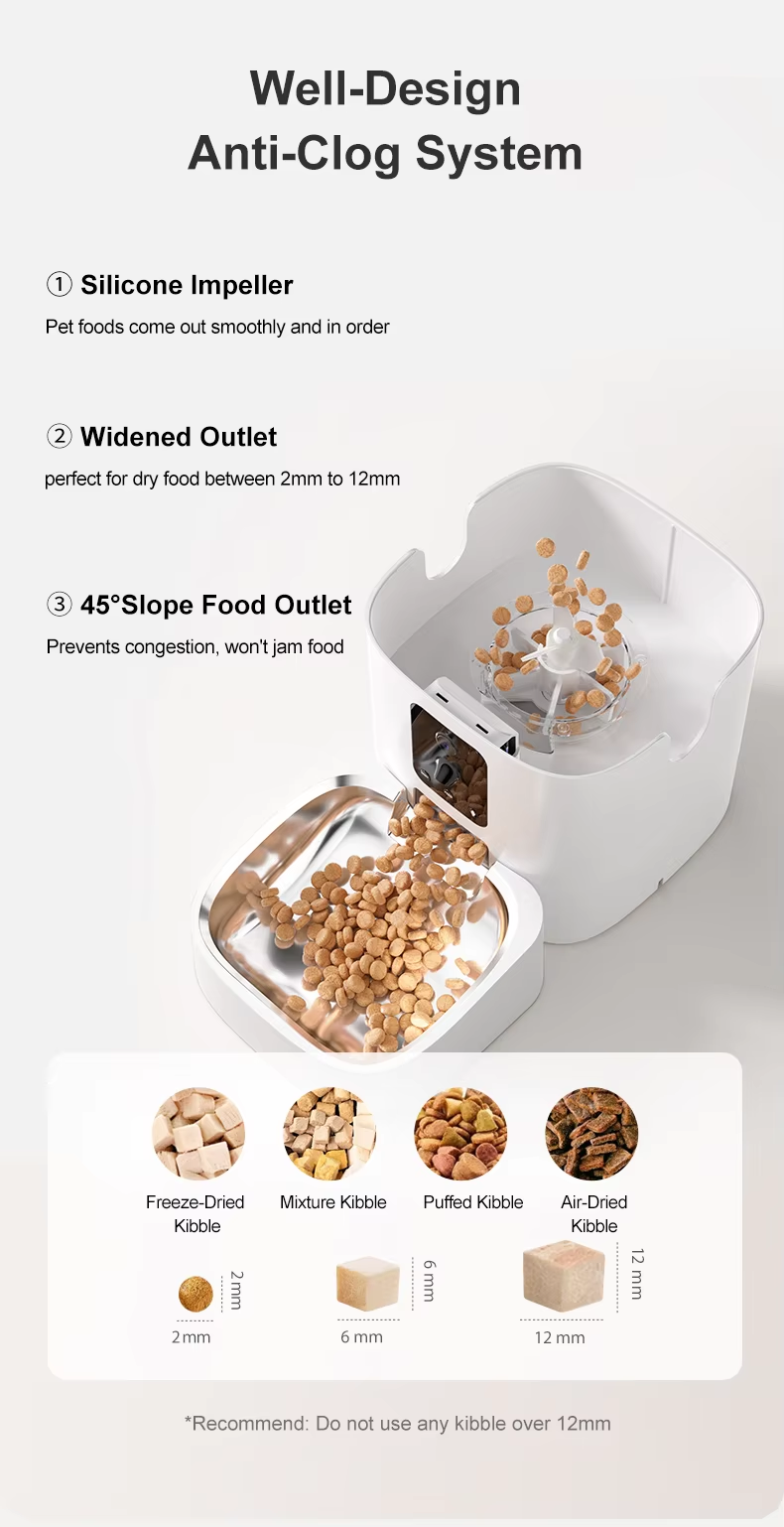 Intelligent 6L Large Capacity Dual Camera AI Dog Cat Food Dispenser Eco-Friendly Automatic Charging Plastic Bowl Feeder