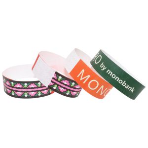 Barcode Customizable Event Wristbands , Adjustable Paper Bracelets For Events