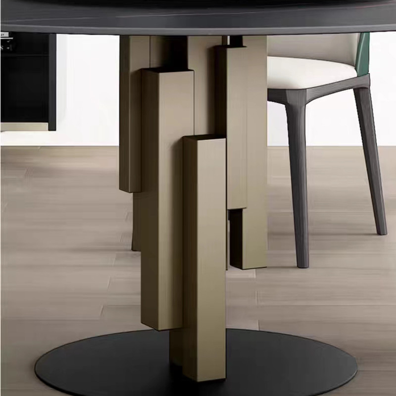 Modern Round Marble Top Dining Table Luxury Italian Nature Marble Dining Table With Rotating Centre Lazy Susan