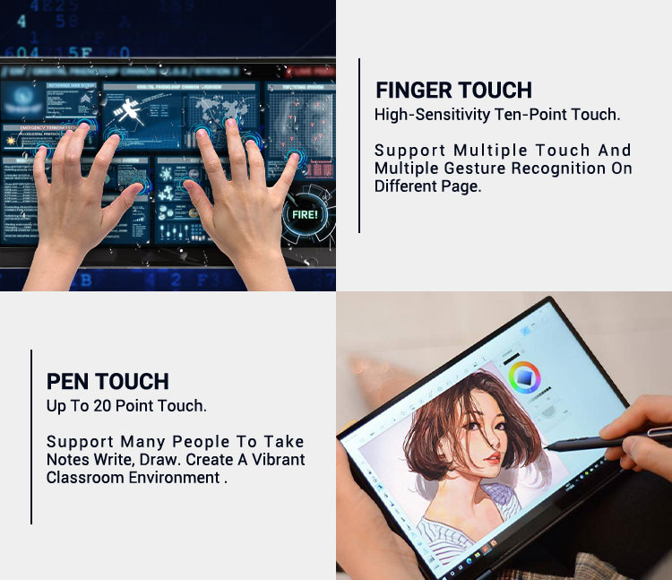 16 9 Aspect Ratio 55 Inch Touch Screen PCAP Multi Touch Advertising Board