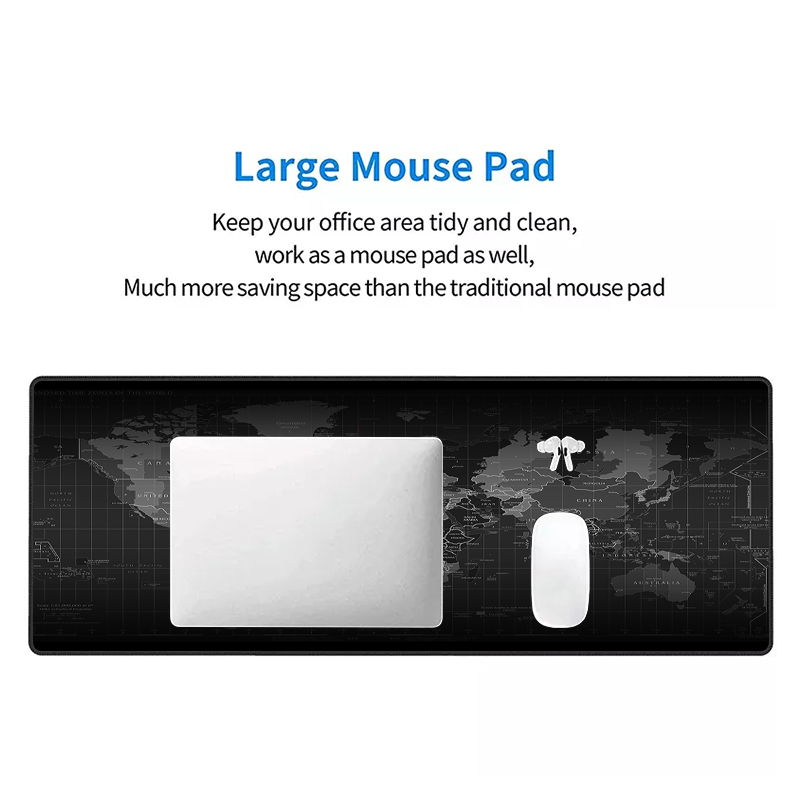 Non-Slip Desk Mat 80*30Cm Extended Gaming Pad with Custom Logo and World Map Design