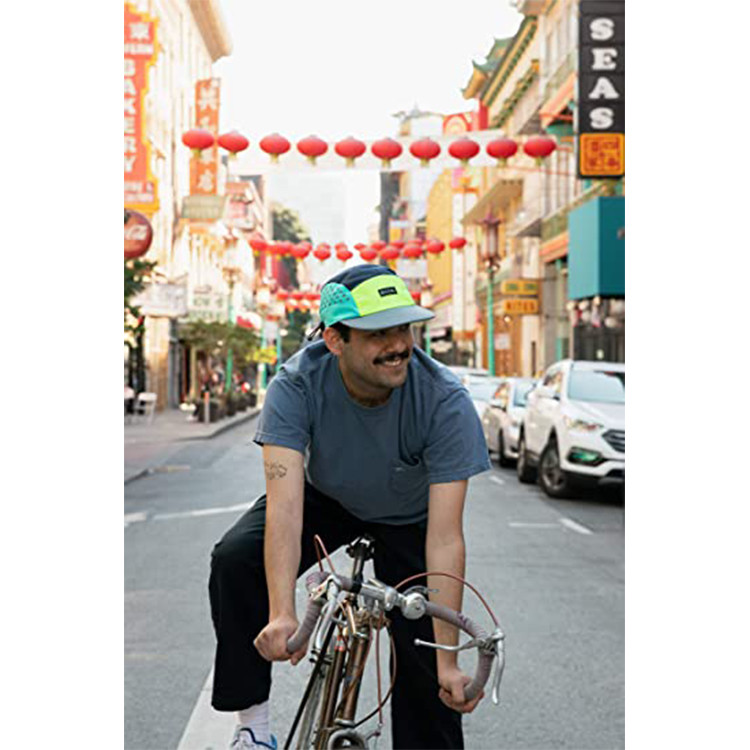 Waterproof Nylon 5 Panel Camper Hat Neon Yellow Running Mesh Cap