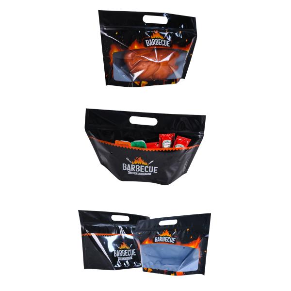 Custom Printed Zipper Plastic Packaging for Rotisserie Hot Grill Roasted Chicken and Deli Meat Moisture Proof Feature