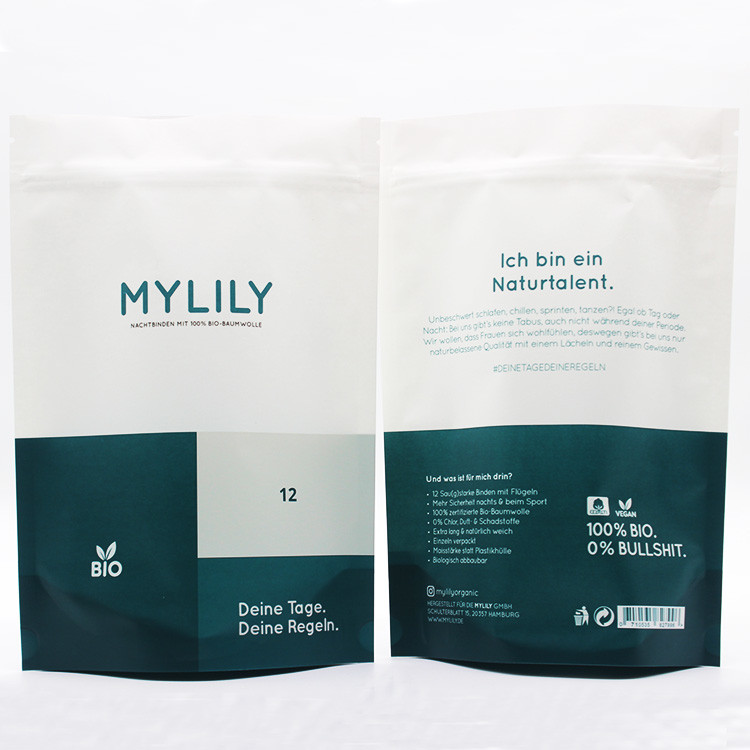 Biodegradable PLA Zipper Three Side Sealed Bag Color Printing For Packing Clothing