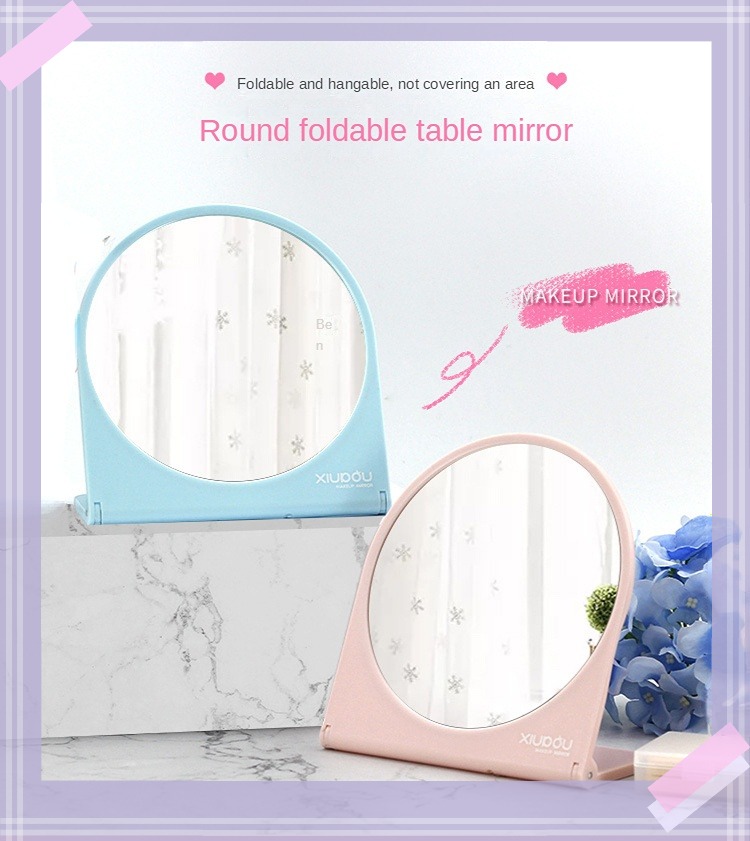 Extra LOGO Plastic Glass Mirror Standing Make-Up Table for Desktop Portable Makeup