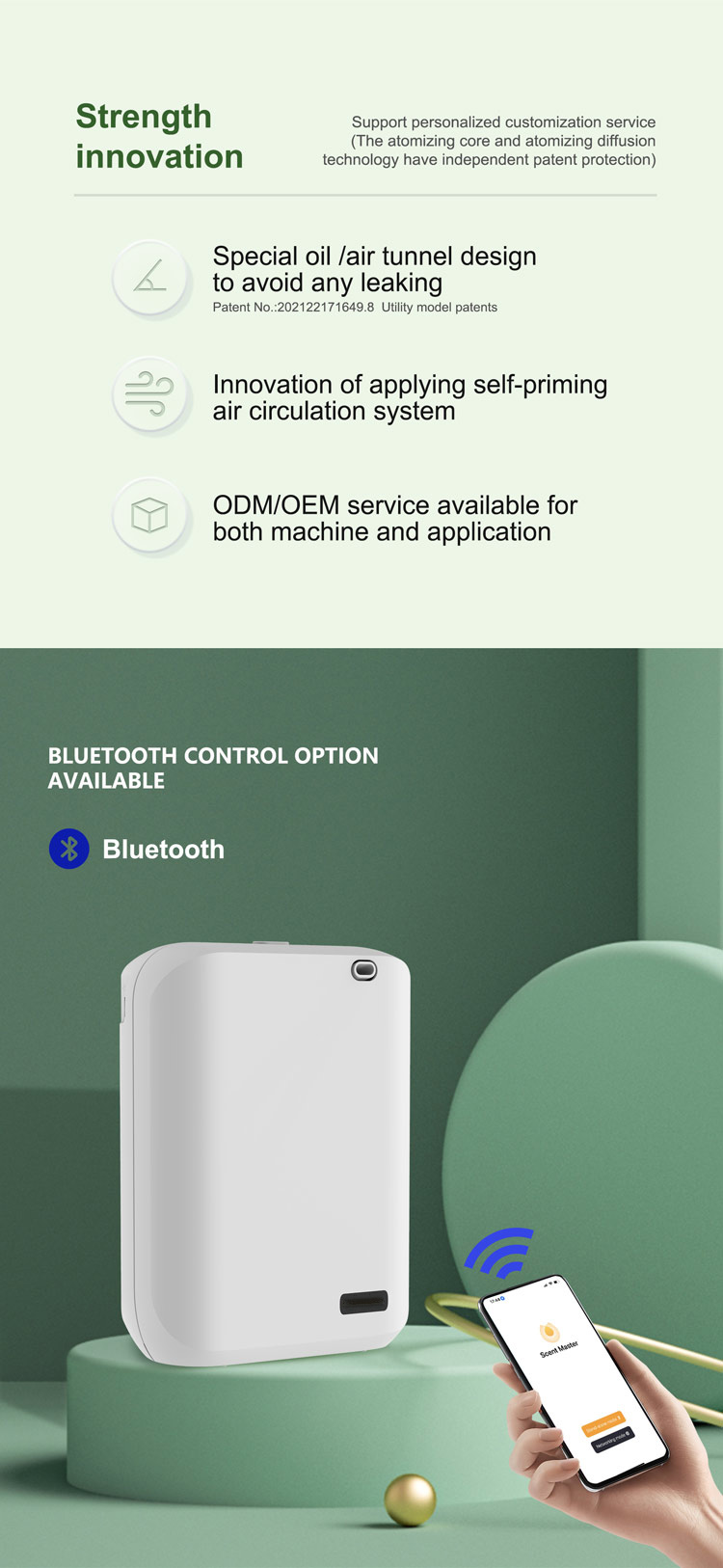 Homefish Air Tunnel Design Leak Avoiding Aroma Diffuser 150Ml Bluetooth Remote Control Intelligent Portable Scent Oil Diffuser
