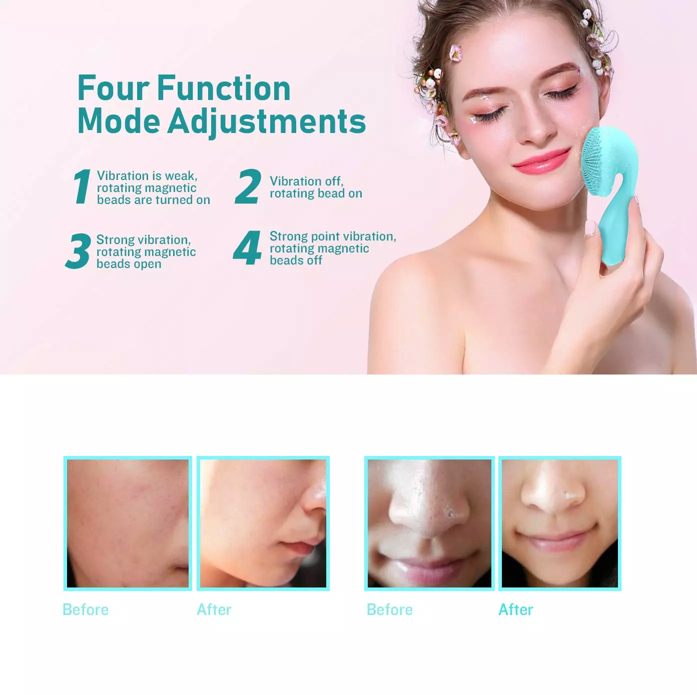 300mAh Blue Silicone Facial Cleansing Brush Electric