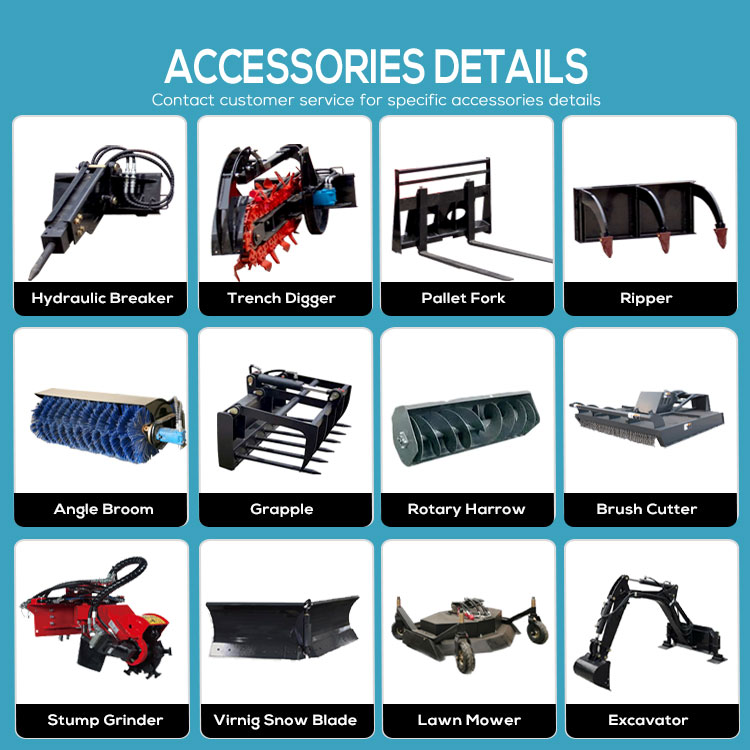 Electric Small Skid Steer Loader 30% Gradeability Plug-In Tracked Sliding Loader