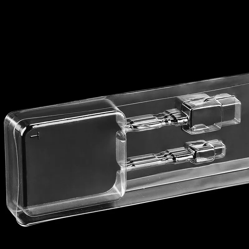 Clear PET Plastic Clamshell Packing USB Data Cable Box Custom Crystal Clear