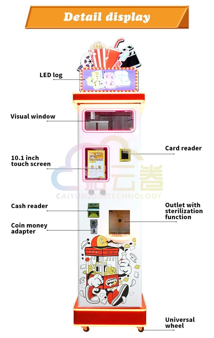 110V 220V Automatic Popcorn Vending Machine With 2 Minutes Dispensing Speed