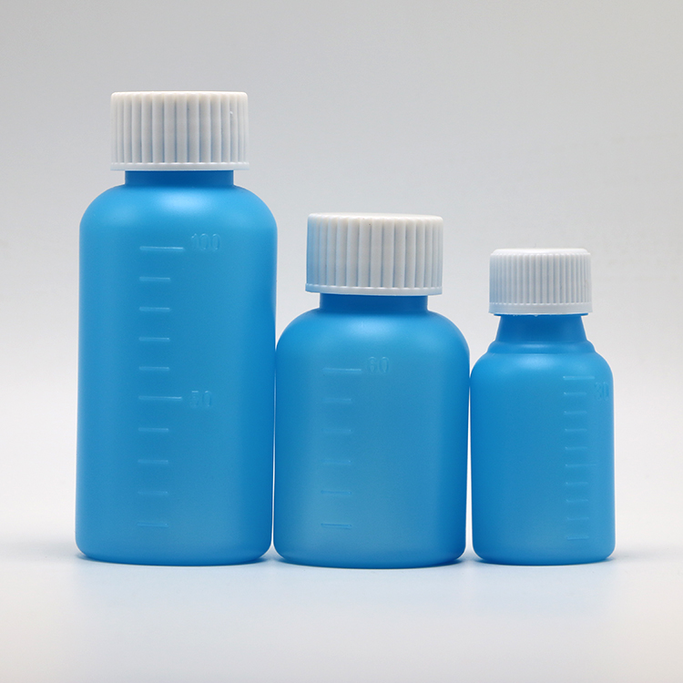 Industrial Medicine 60mL/2oz HDPE Syrup Bottle White/Blue Opaque Anti-Ultraviolet