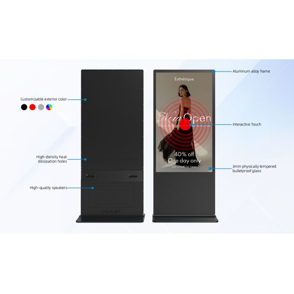 50 Inch Floor Stand Digital Signage Kiosk Display with Animation Cloud CMS Android Touch Screen 4K UHD