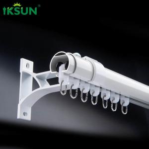 China 75-138 Flexible Tension Curtain Rod Large Window Extendable Metal Curtain Pole on sale