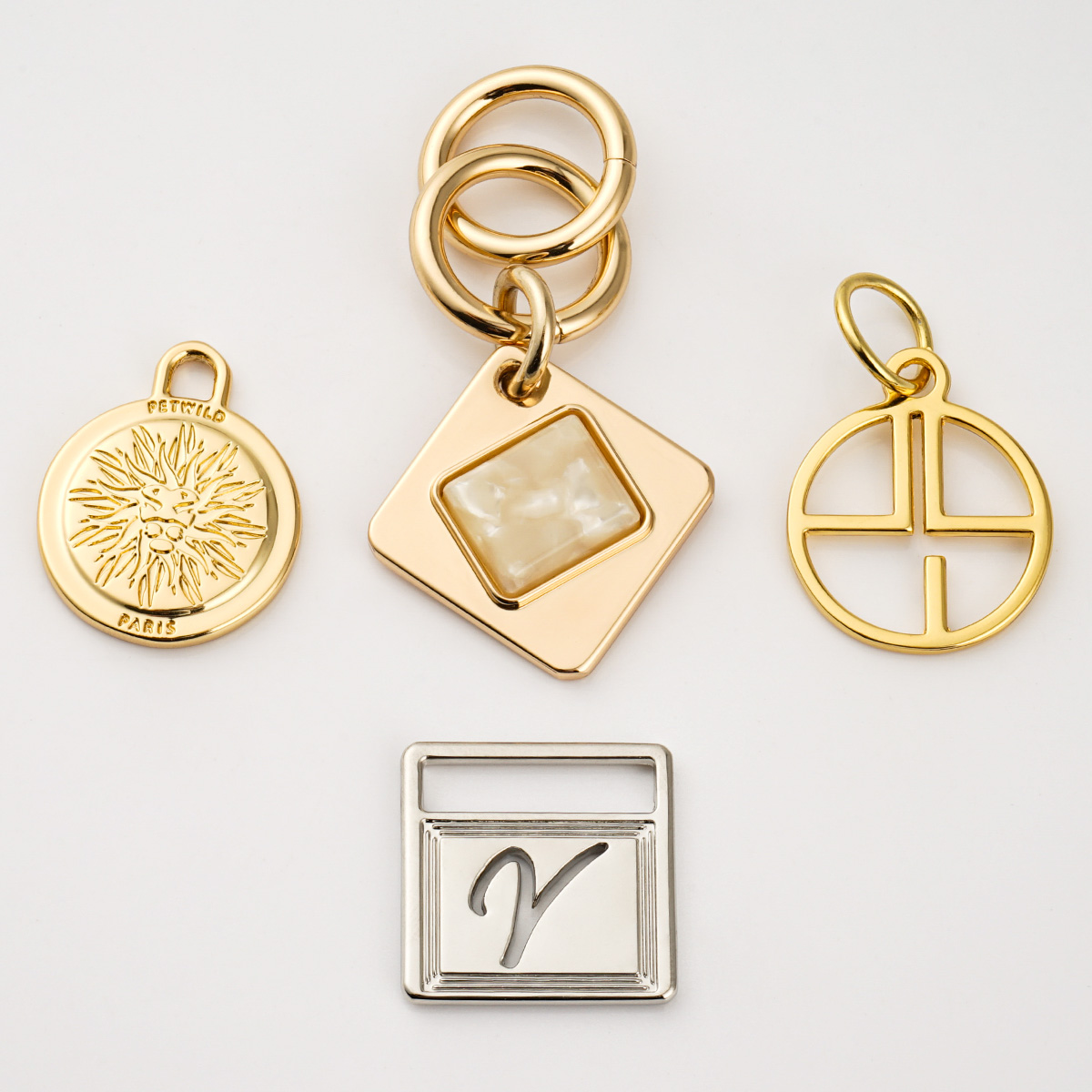 14K Gold Plated Metal Charm Pendants for Necklace Bracelets Diy Custom Logo Tags Gold