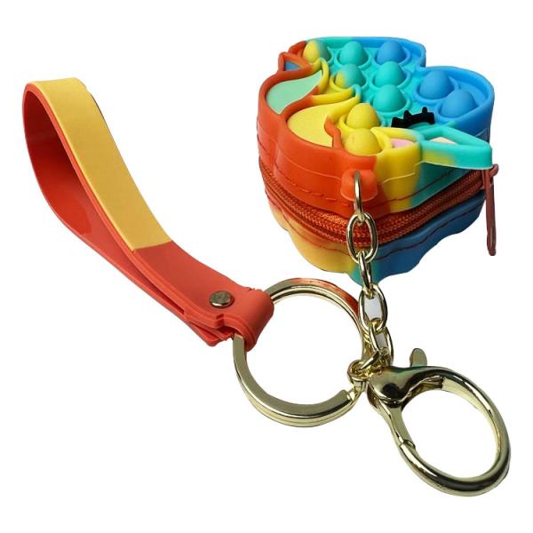 OEM ODM Kids Silicone Fidget Toys , Rainbow Unicorn Popper Purse