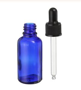 Quality LinDeer 30ml Blue Glass Dropper Bottles With Black Plastic Cap wholesale