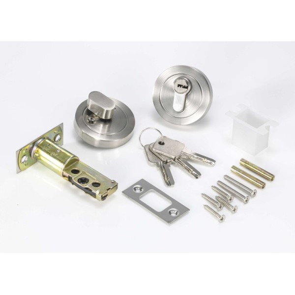 Zinc Body Brass Cylinder Circle Deadbolt Lock Satin Nickel