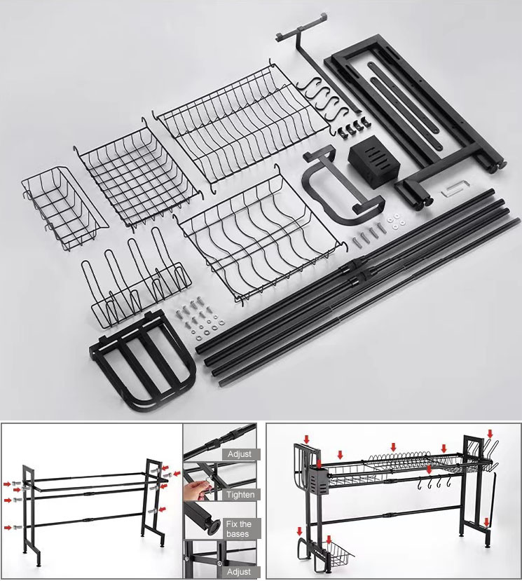 Retractable Over The Sink Adjustable Dish Rack 96x30x56cm Specification