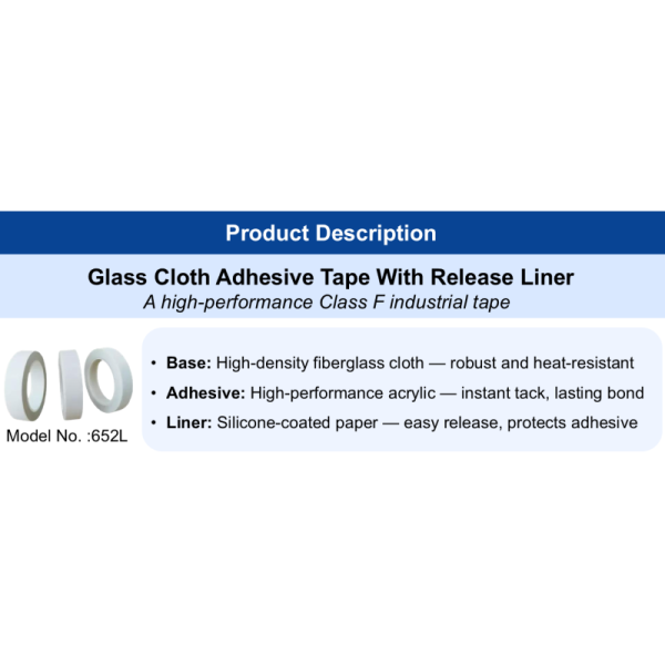 0.16mm Thickness Glass Cloth Adhesive Tape With Release Paper