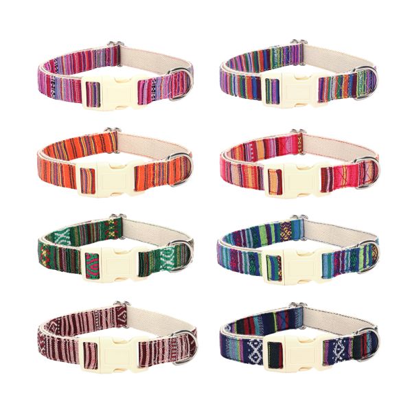 Soft Cotton Pet Collar With Durable Plastic Buckle Comfortable Adjustable Safe