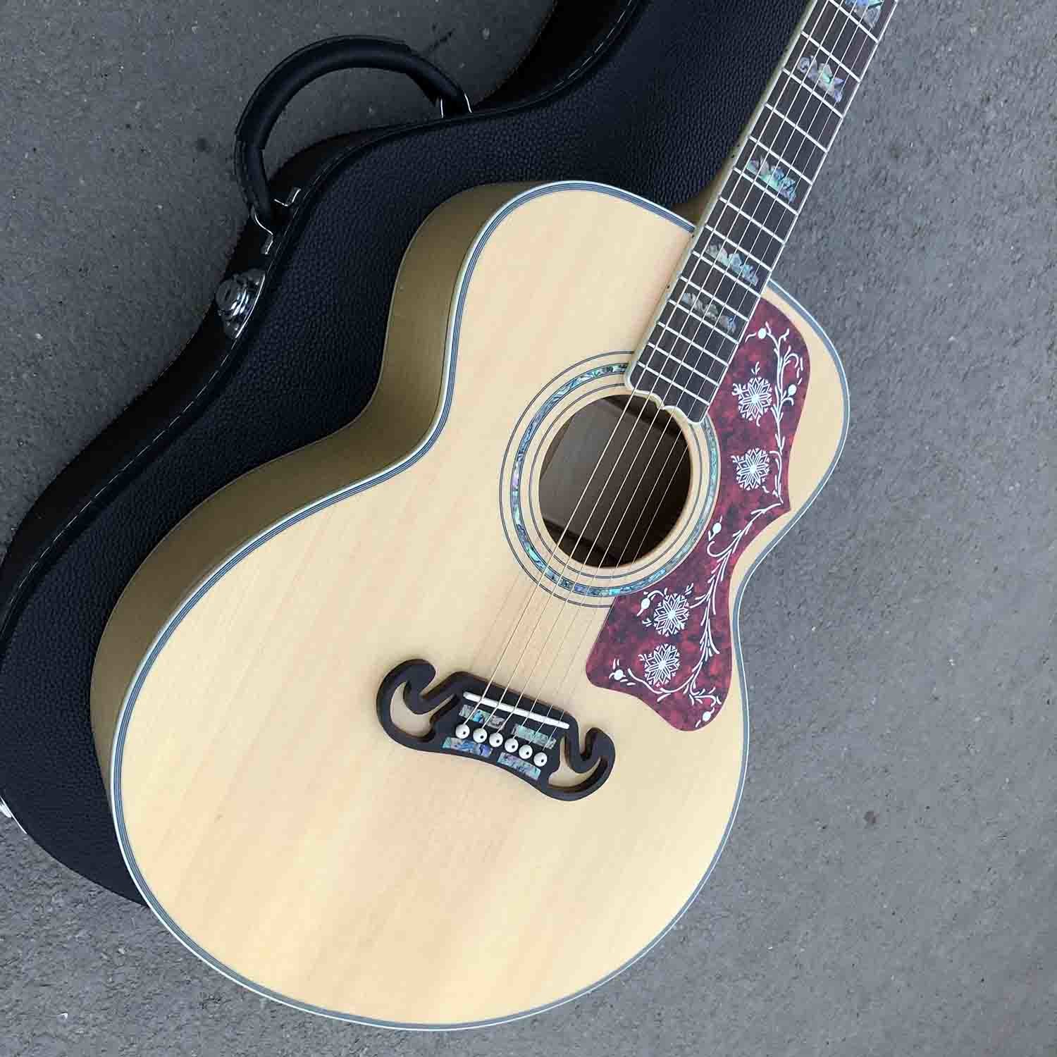 Custom Grand 43 Inch Jumbo AAAAA All Solid Wood Acoustic Guitar in Natural Color