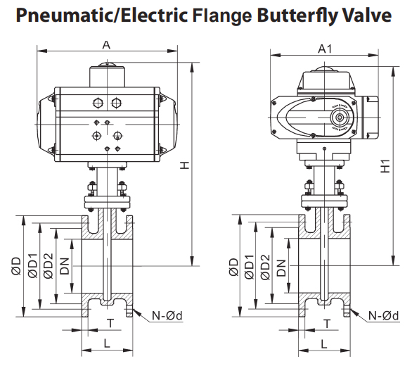 EPDM Seat Electric Actuator Double Flange Butterfly Valve 8'' DN200