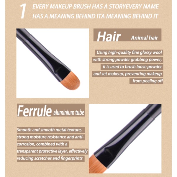 Large Tongue-Shaped Sable Hair Eyeshadow Brush, OEM/ODM Services Available-Product Code: Y11
