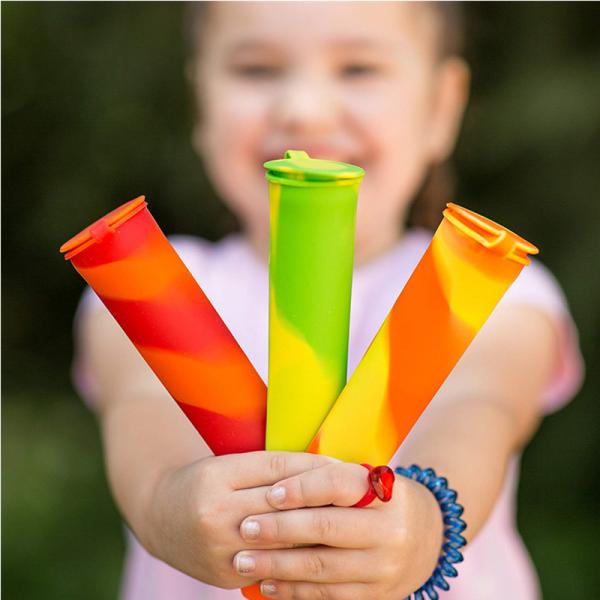 Anti Lost Lid Silicone Ice Pop Maker DIY Reusable Popsicle Molds