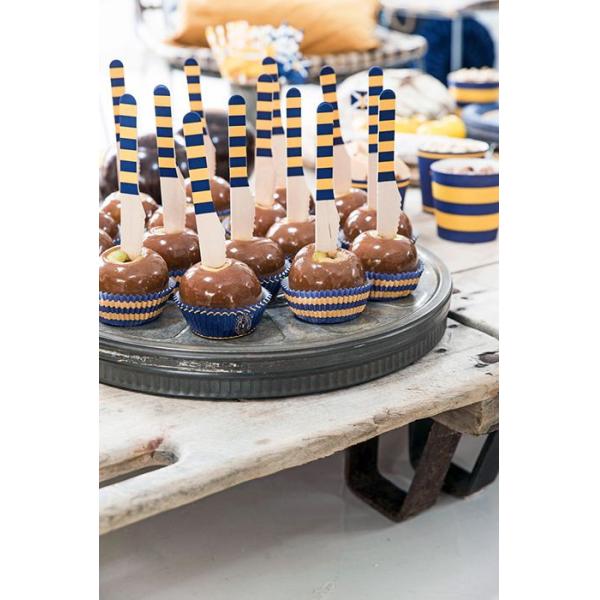Biodegradable Disposable Ebra Pattern Candy Strip Dyeing Wooden Cutlery For Picnics