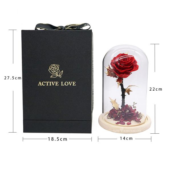 Handmade Preserved Long Lasting Rose In Glass Dome on Festive Party